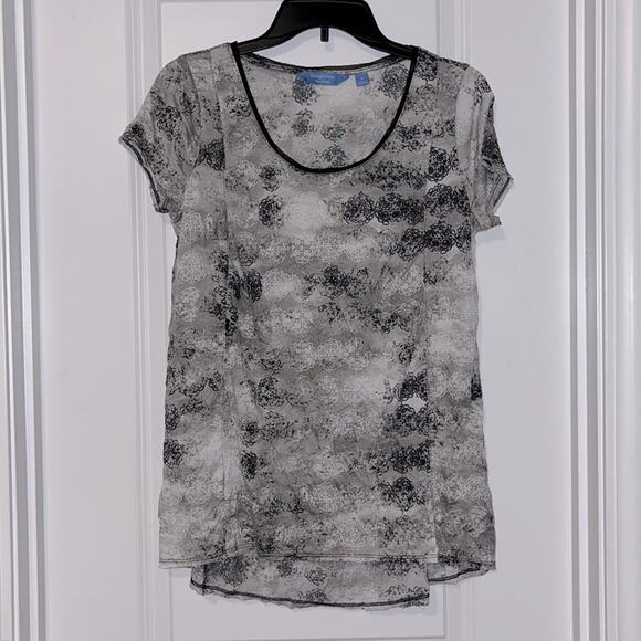 Simply Vera Vera Wang Short Sleeve Abstract Print Top - Picture 1 of 7